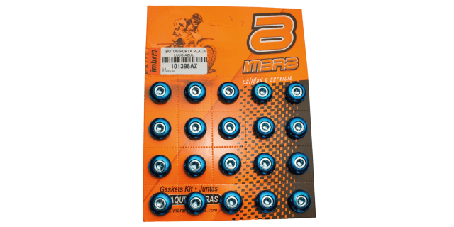 BOTON PORTA PLACA LUJO AZUL (20 UNDS)