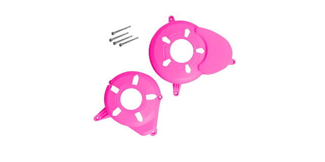KIT PROTECTOR PLASTICO TAPA VOLANTE-TAPA CLUTCH PULSAR 180 - 220 FUCSIA