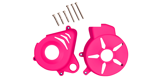 KIT PROTECTOR PLASTICO TAPA VOLANTE-TAPA CLUTCH PULSAR NS 200 FUCSIA