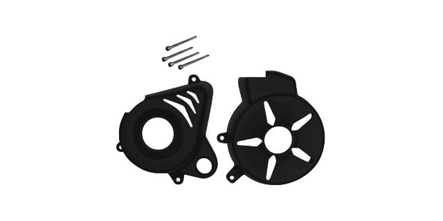 KIT PROTECTOR PLASTICO TAPA VOLANTE-TAPA CLUTCH PULSAR NS 200 NEGRA